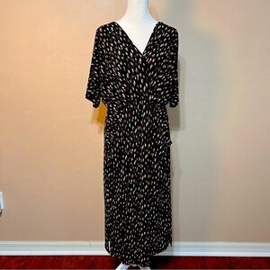 Long Midi Dress Brown/Black Rouched Pockets, MTS, Size Small, Made in the USA